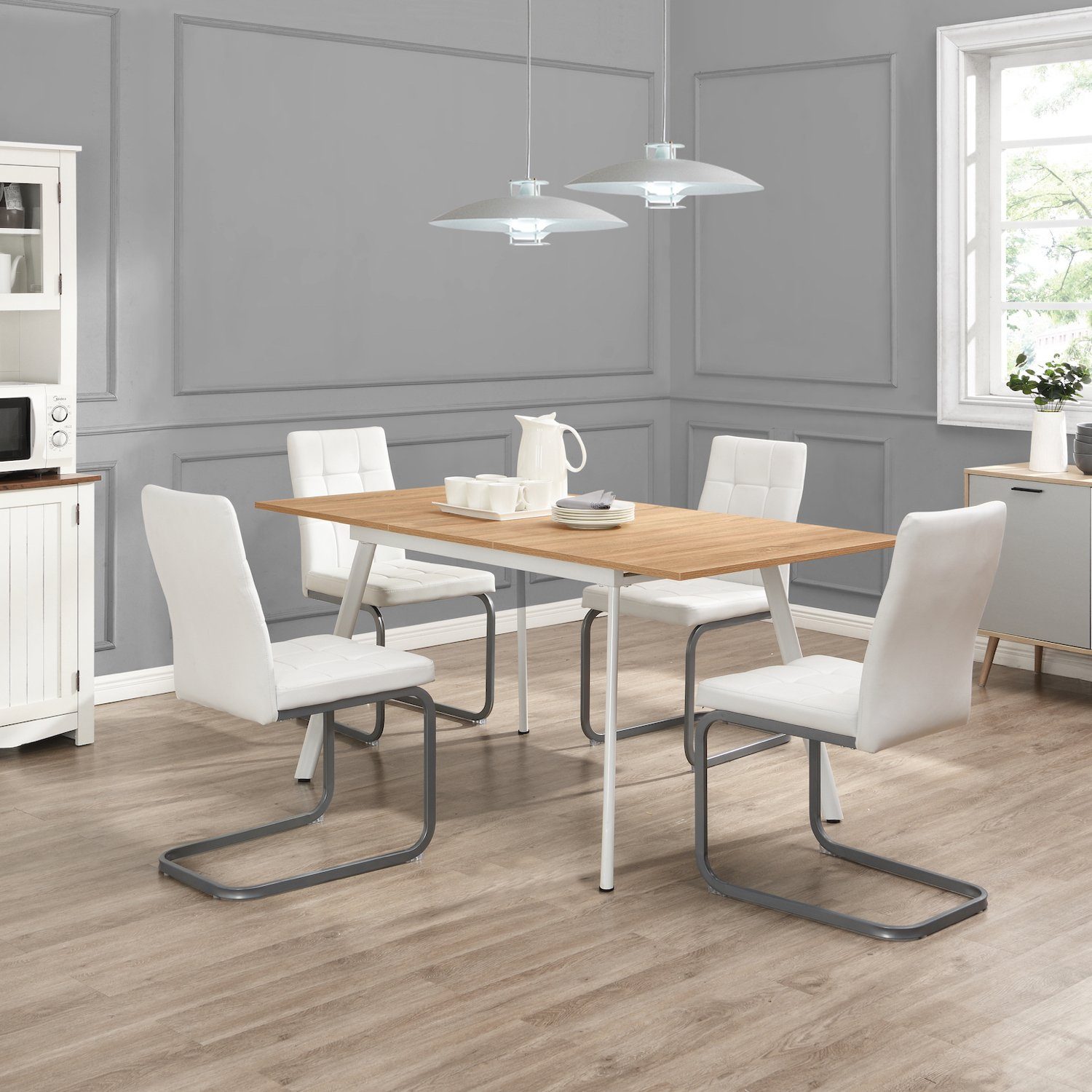 B&D home Essgruppe Essgruppe SVANTJE, (5-teilig), mit 4 Stühlen, ausziehbar