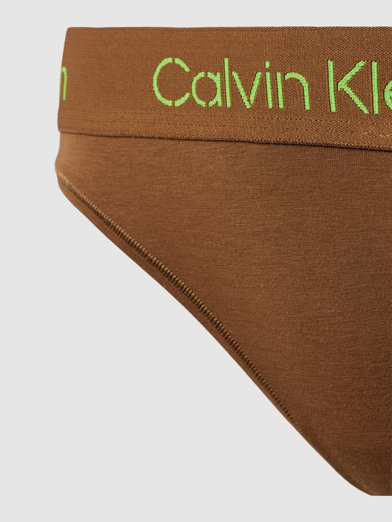 Slip mit Label-Bund in cognac