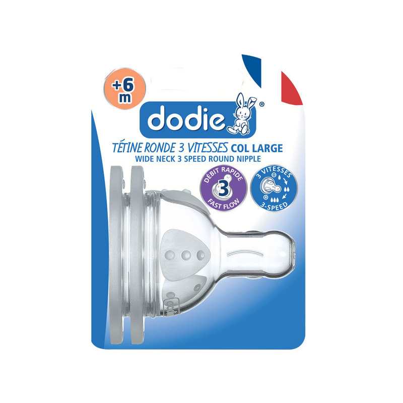 Tétine 6+ mois débit 3 anti colique Dodie