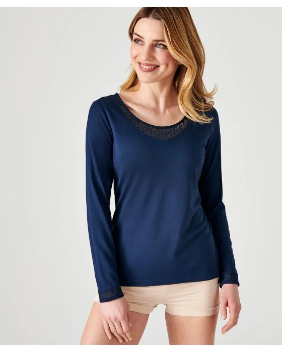 T-shirt Thermol'love empiècement tulle animalier
