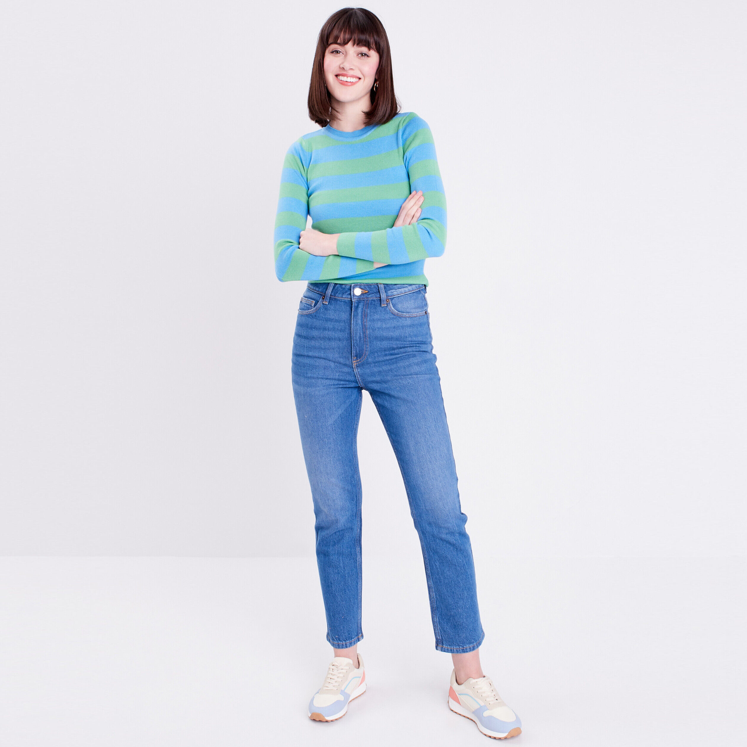 Pull avec manches longues bleu ciel femme | Cache Cache