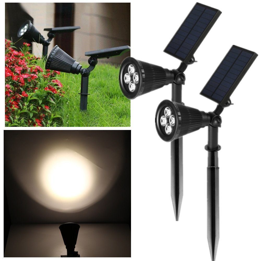 iscooter Gartenleuchte Solar Gartenleuchte Solarstrahler, Automatisch Ein/Aus, LED fest integriert, Kaltweiß, IP65 Wasserdicht, LED Solarleuchte Solarlampe für Außen, Hof, Garage