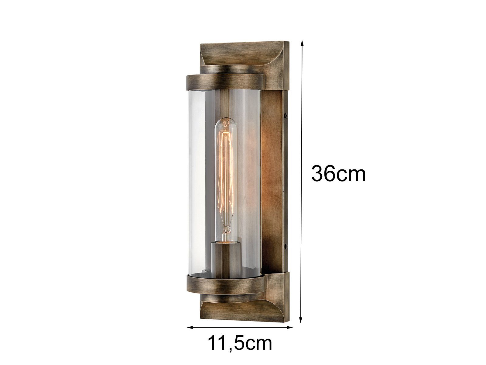 meineWunschleuchte LED Außen-Wandleuchte, LED wechselbar, warmweiß, Außen & Innen, Industrial Edison Style, Designer-lampen Bronze H 36cm