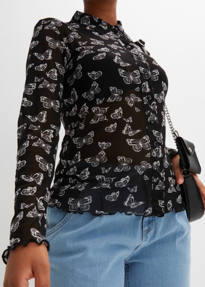 Mesh-Shirtbluse