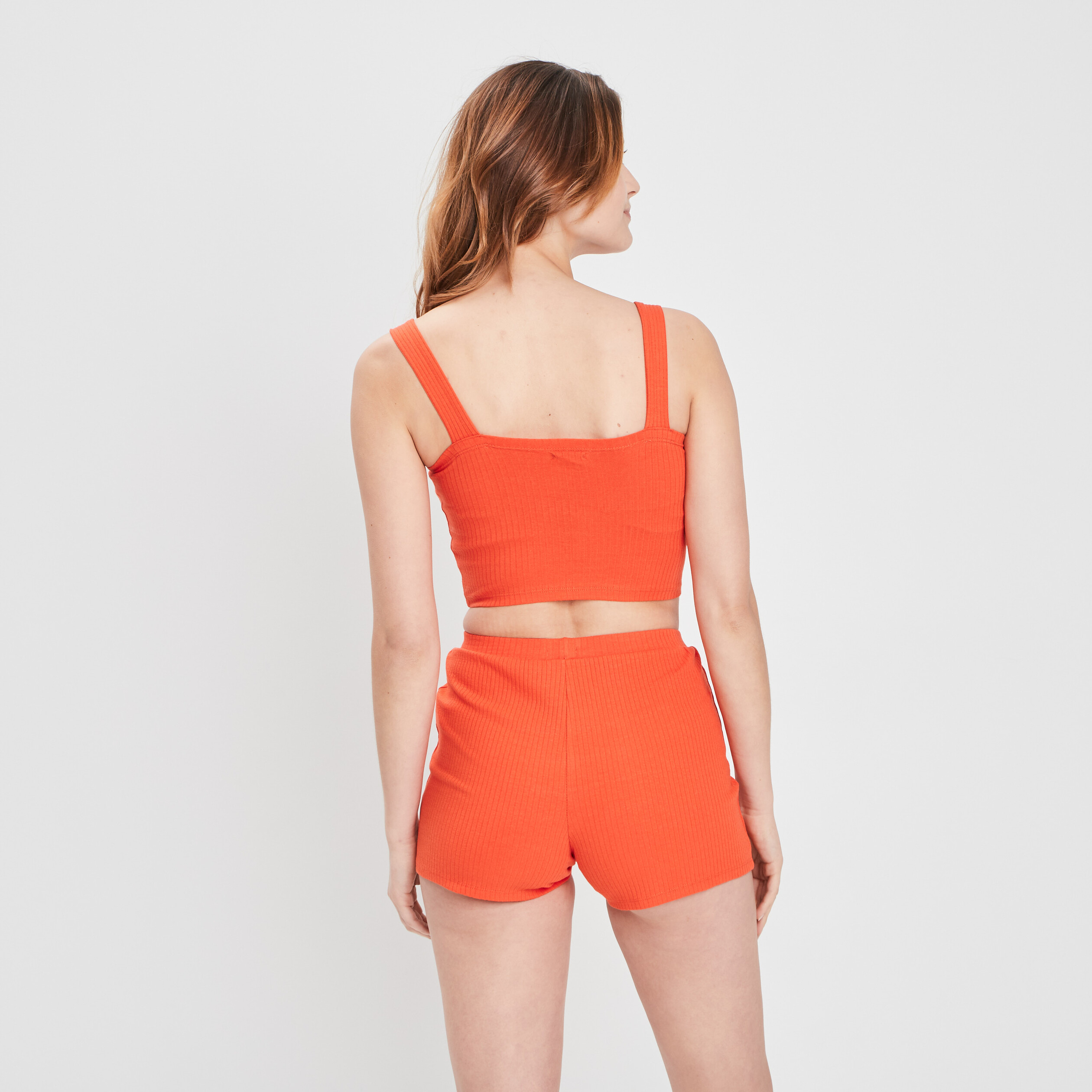 Haut de pyjama crop-top orange femme | La Halle