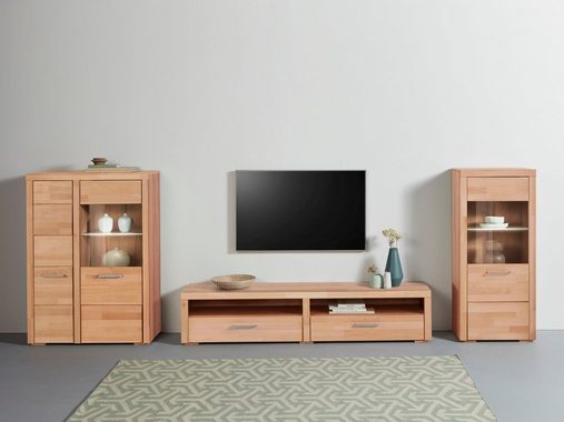 Woltra Wohnwand Falco, (Set, 3-St., 3), Fronten aus Massivholz