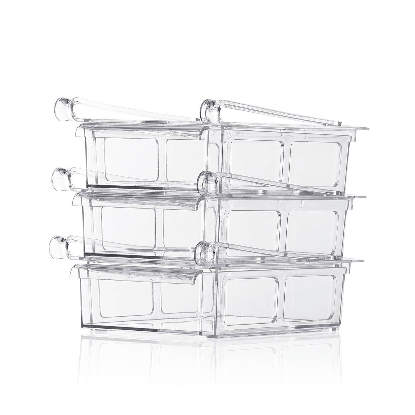 GOURMETmaxx Montagezubehör Kühlschrank Klemm-Schublade für Kühlschrank 3er-Set - transparent (3 St)