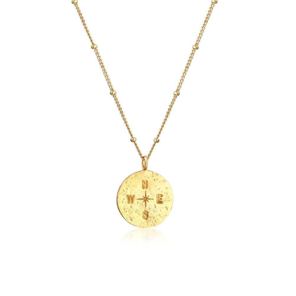 Elli Elli Collier Plaquette Boussole Pendentif Filigrane Vintage Look Collier Femme -  Bijoux