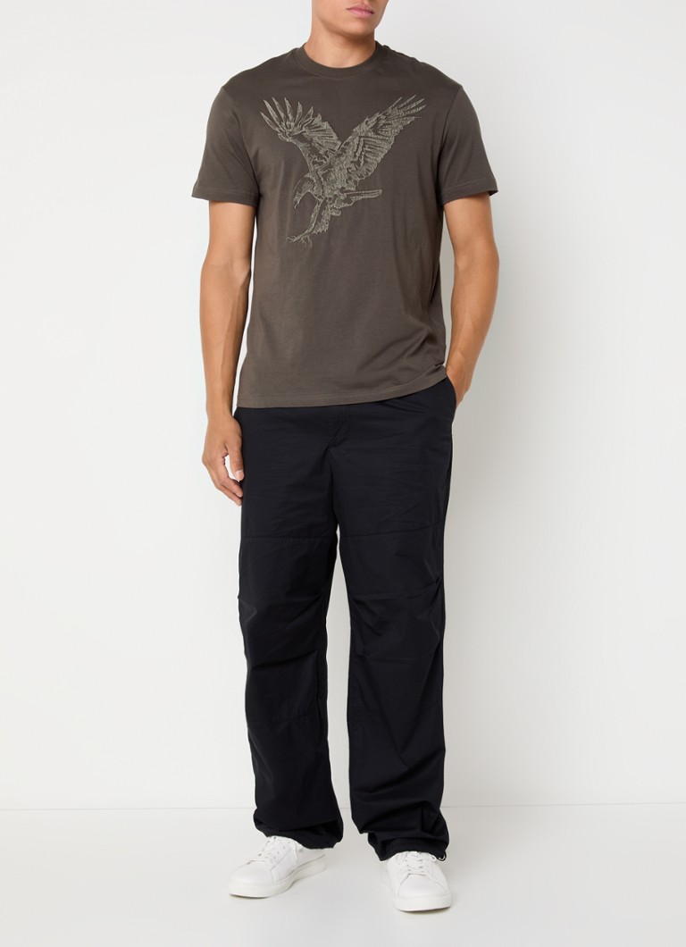 Tricou cu broderie Armani Exchange