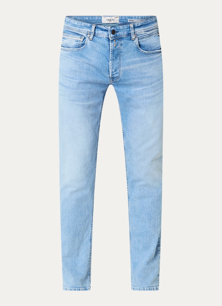 Calça jeans Replay Grover de corte reto com lavagem clara