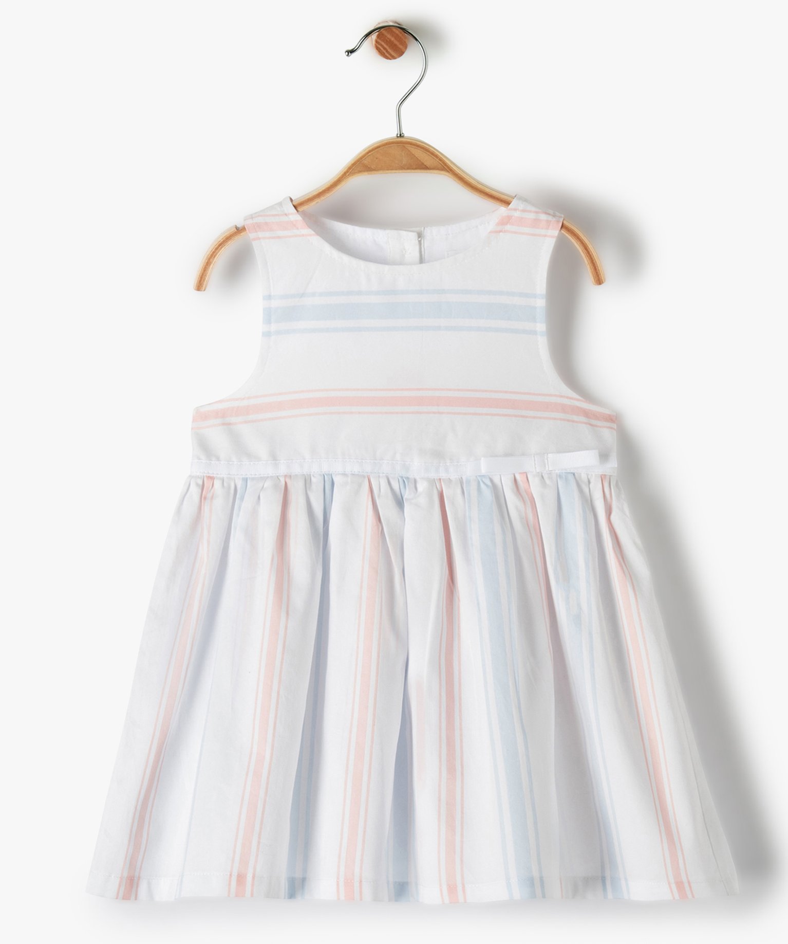 Robe bébé fille sans manches avec jupon raye | GEMO