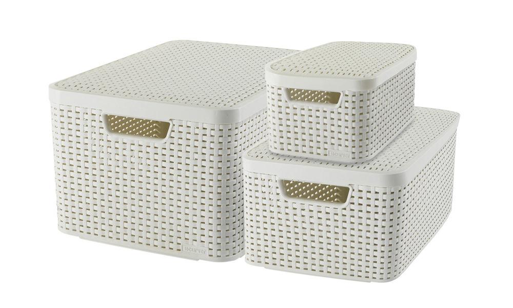 Curver 3-er Set STYLE Box L M S mit Deckel creme