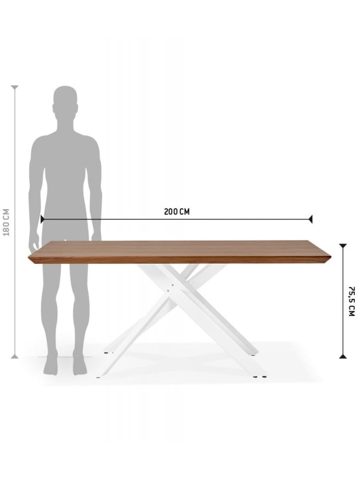 KADIMA DESIGN Esstisch aus Massivem Walnussholz mit X-förmigem Metallgestell in Braun-Weiß günstig kaufen onesize