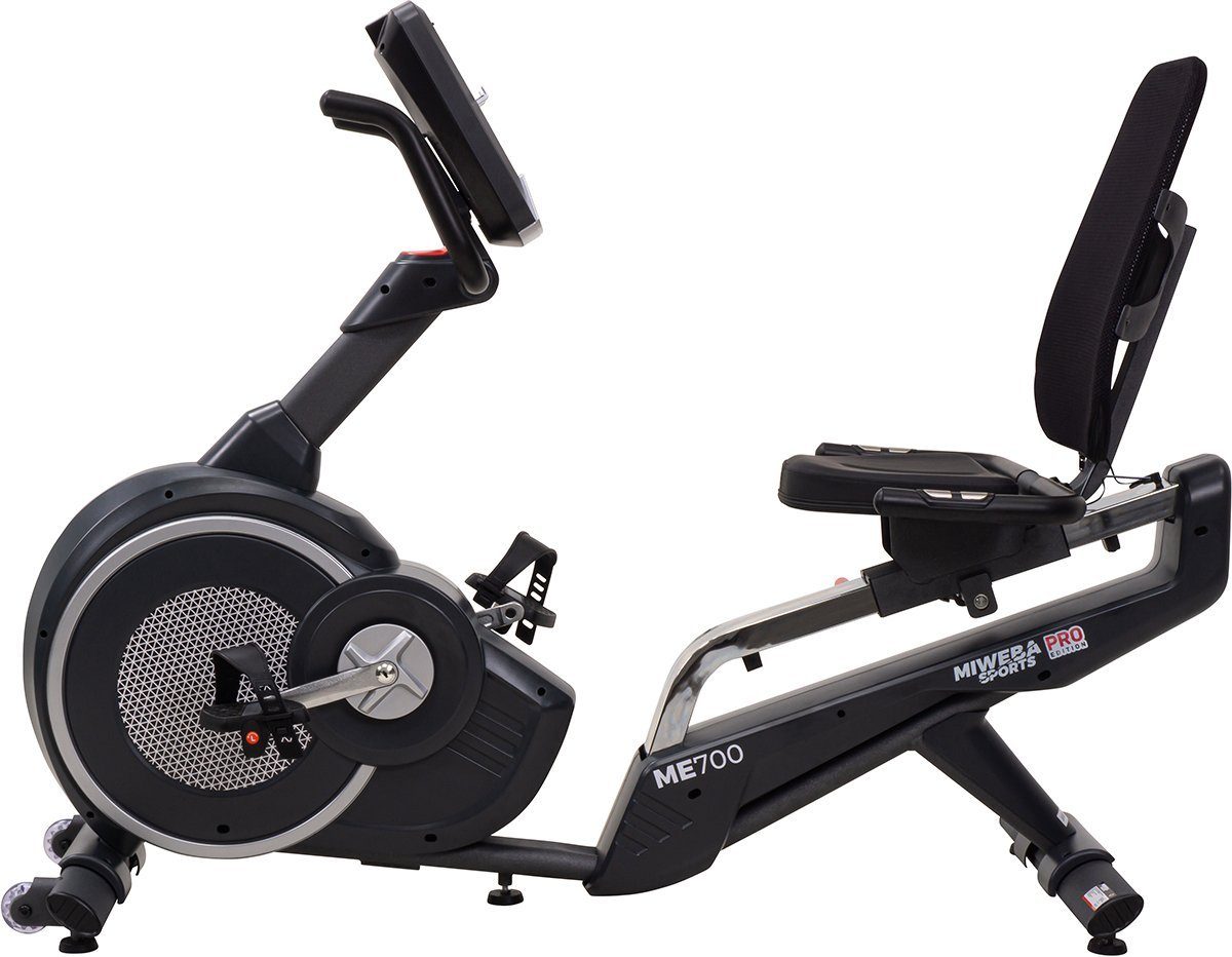 Miweba Sports Ergometer Liegeergometer ME700 mit Herzfrequenzkontrolle - 16 Kg Schwungrad (Fettverbrennung, Intervalltraining, Watt-Programm, Watt konstant, H.R.C. (Herzfrequenzkontrolle), 150 Kg max. Belastbarkeit, Heimtrainer, Liegeheimtrainer, Car
