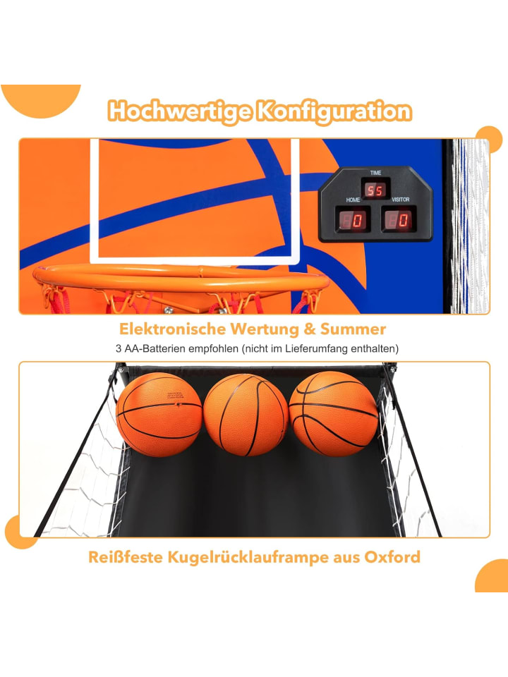 COSTWAY Arcade-Basketballspiel in Schwarz günstig kaufen 90 x 60 cm