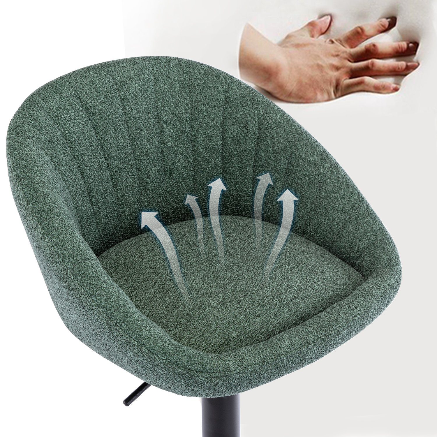 WAHSON OFFICE CHAIRS Barhocker 2er Set Barstuhl aus Stoff Tresenhocker