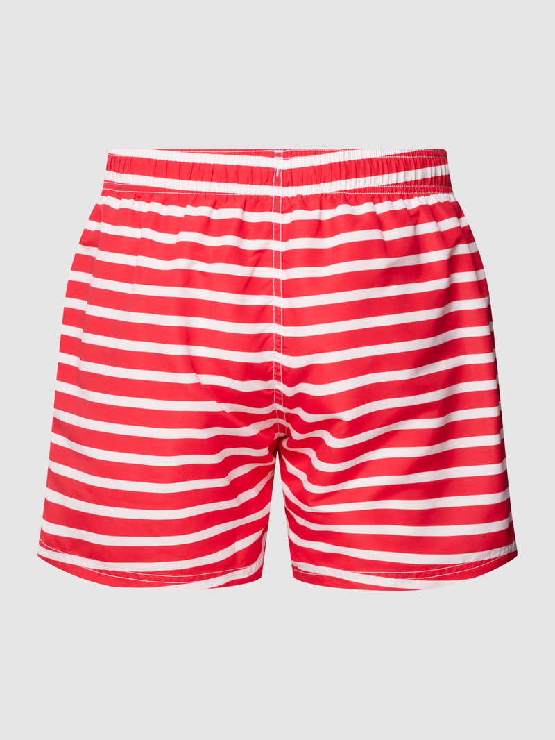 Badehose mit Label-Applikation Modell 'SUBMERGED' in rot