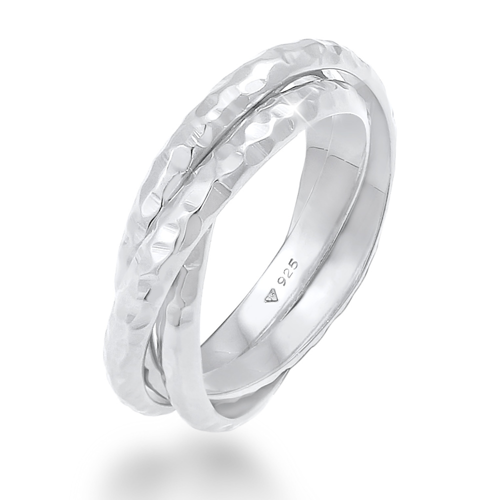 Elli Elli Bague Basic Wickelring Klassik Gehämmert 925 Silber Bague