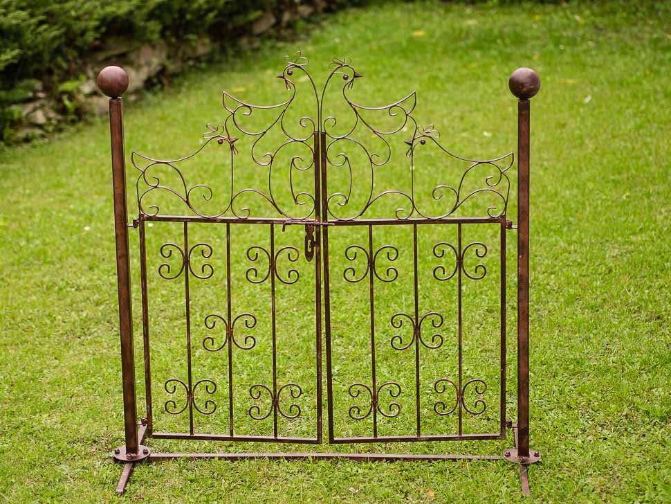 Aubaho Gartentor Dekoration Gartentür Gartentor Hühner Metall antik Stil Garten Tor