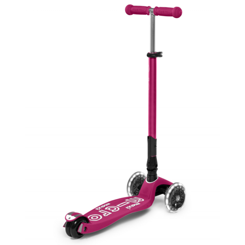 Trottinette 3 Roues LED Pliable - Maxi Micro Deluxe Pliable Gris Baie Rouge Led