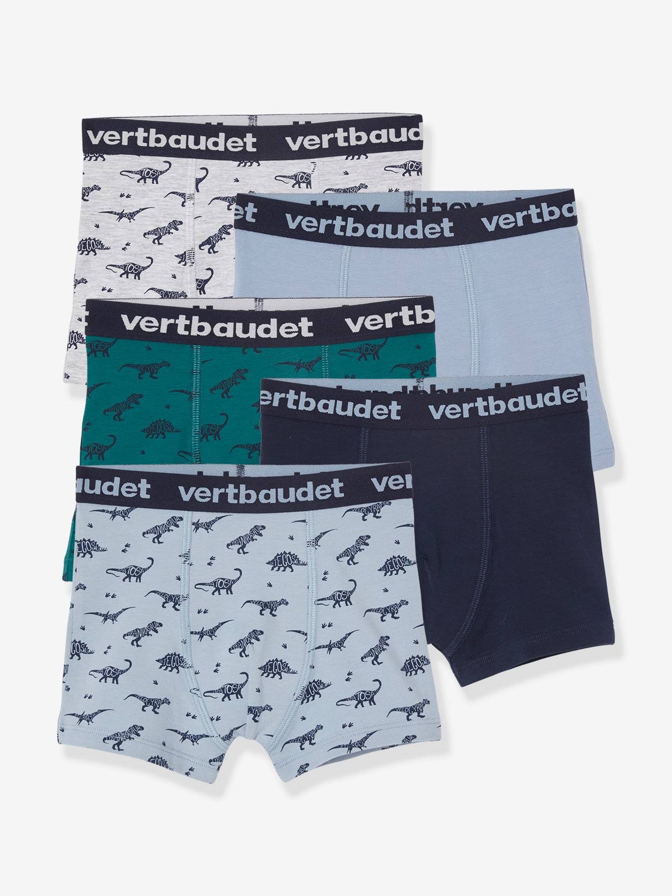 Vertbaudet 5er-Pack Jungen Boxershorts, Dinosaurier Oeko-Tex - farblich sortiert dino