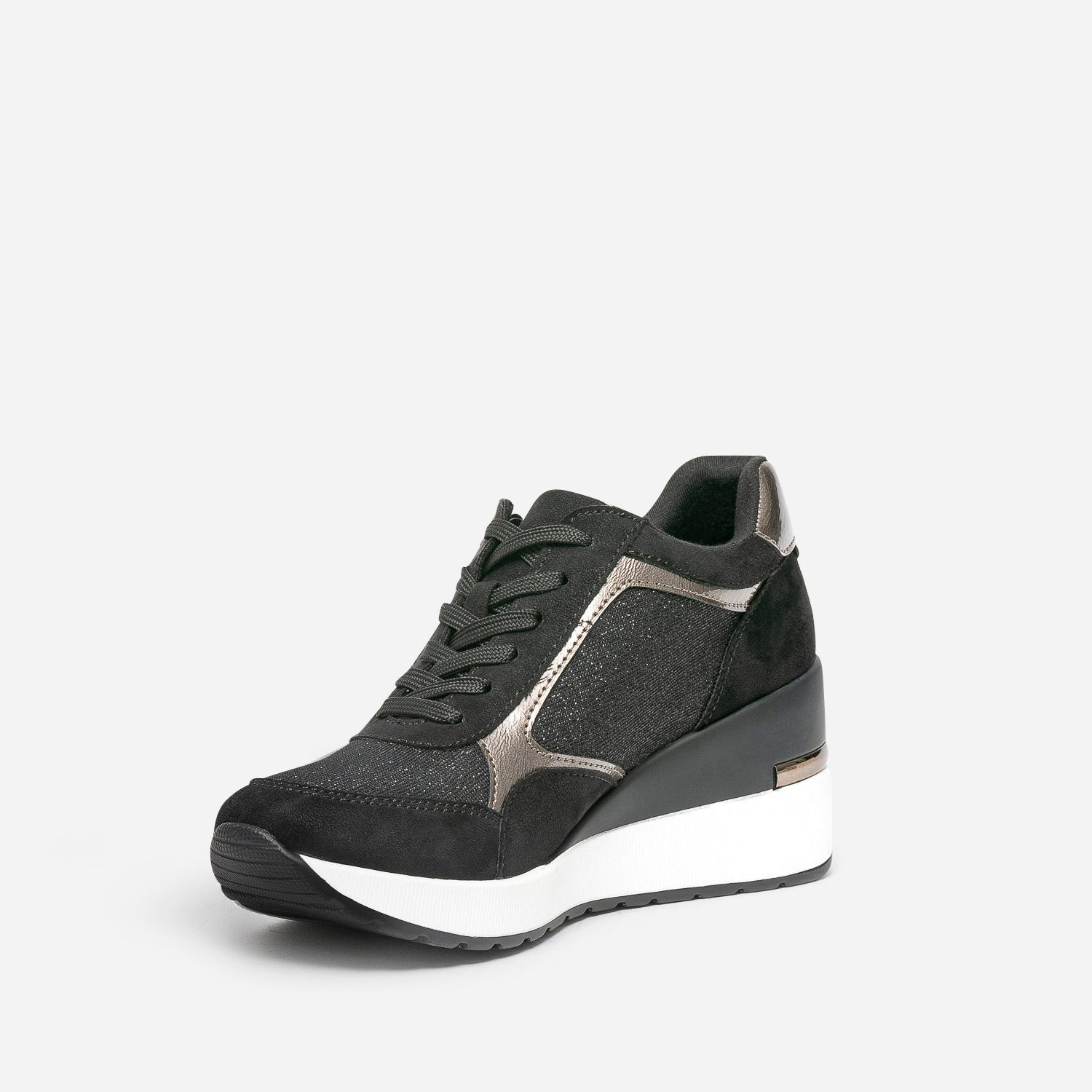 Tennis compensée noire détails bronze