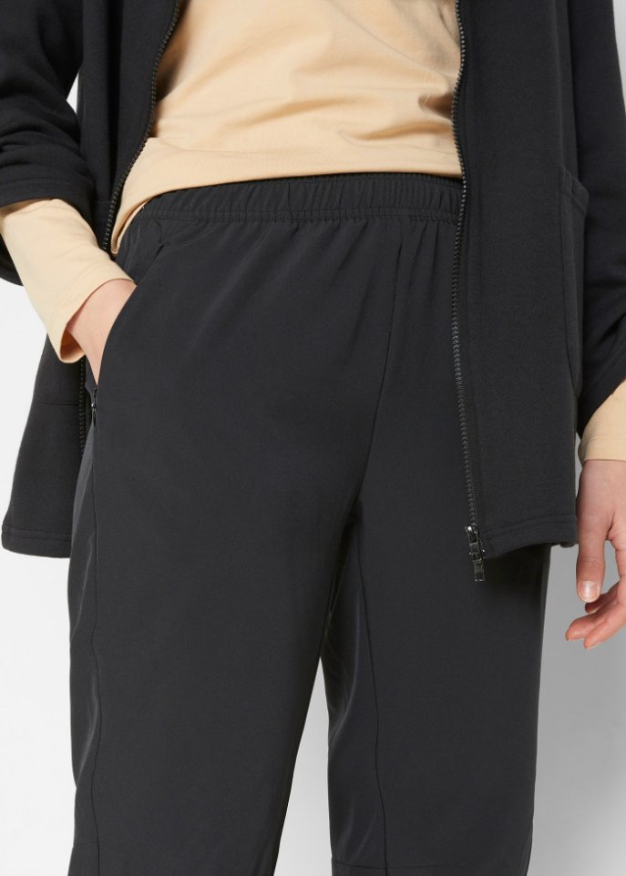 Schnelltrocknende Sporthose mit Reißverschlusstaschen, knöchelfrei