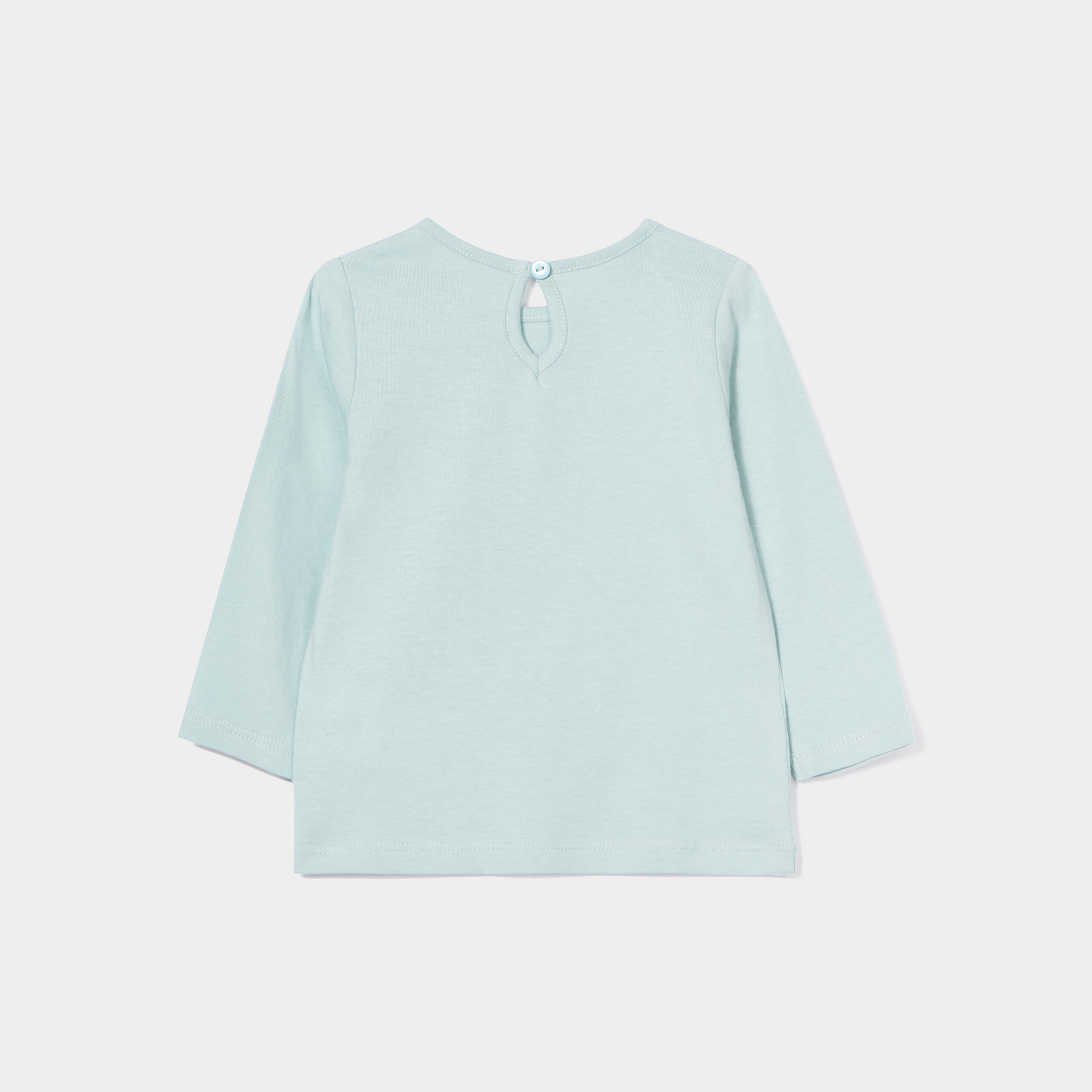T-shirt manches longues coton bleu gris bébé fille | La Halle