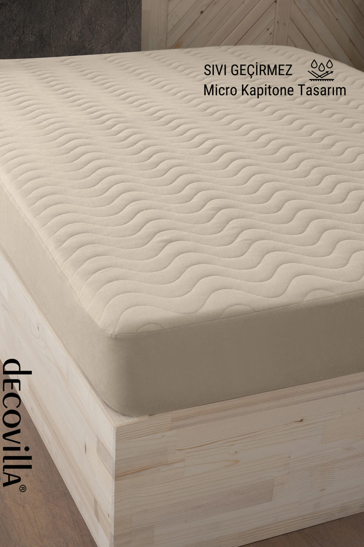 Decovilla  Mikrogesteppter Matratzenschoner mit durchgehendem Rand, wasser- und flüssigkeitsdicht, Matratzenunterlage, Sandbeige