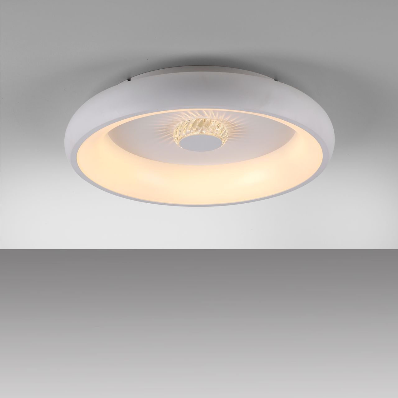 JUST LIGHT LED Deckenleuchte VERTIGO, CCT, dimmbar, Fernbedienung, Ø46,5 cm, Kristall-Effekt