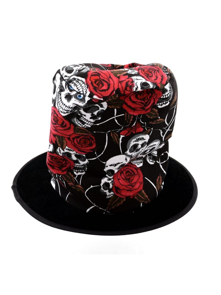 Halloween Halloween - Hut mit Totenköpfen und Rosen in mehrfarbig günstig kaufen onesize