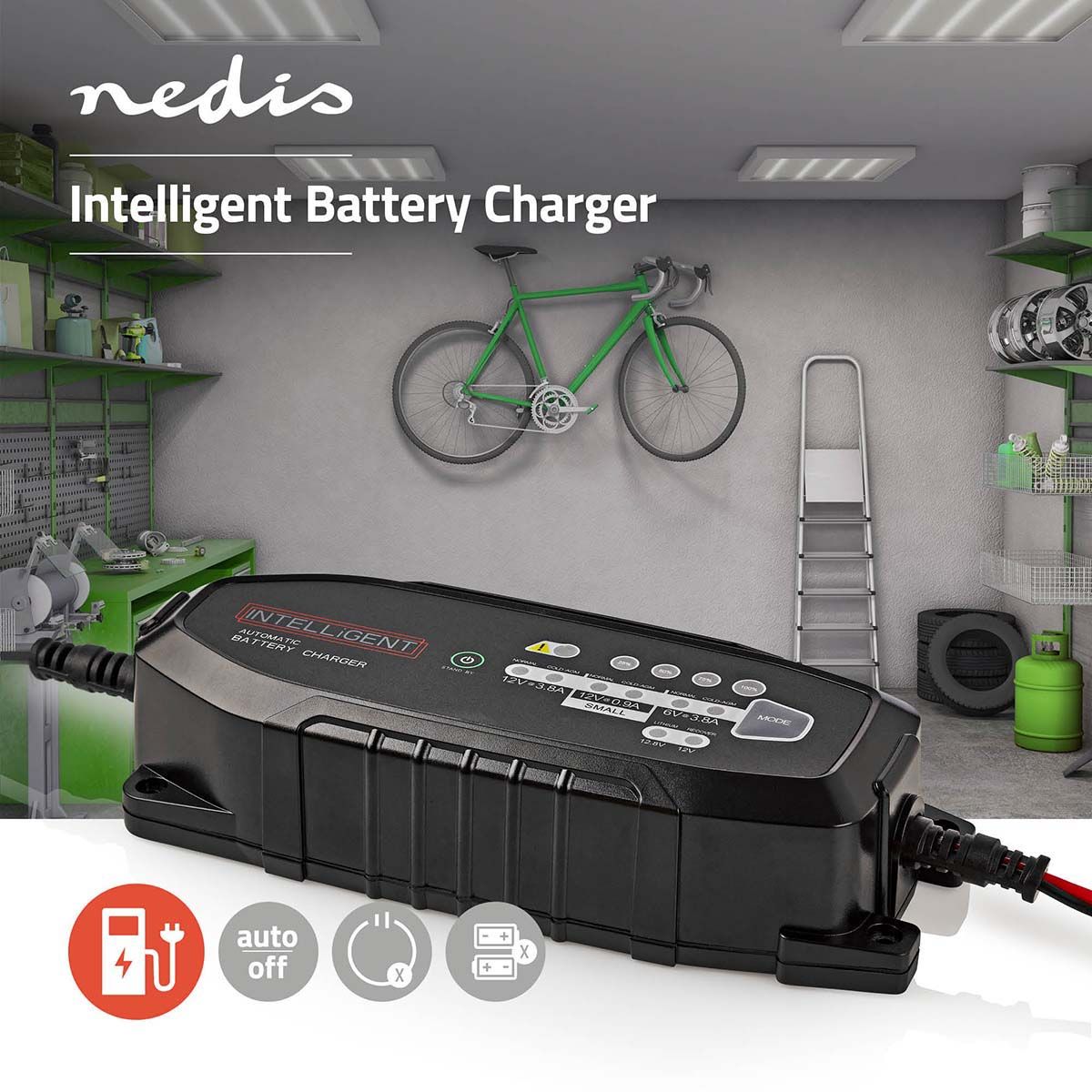 Nedis BACCH03 Blei-Säure-Batterie-Ladegerät