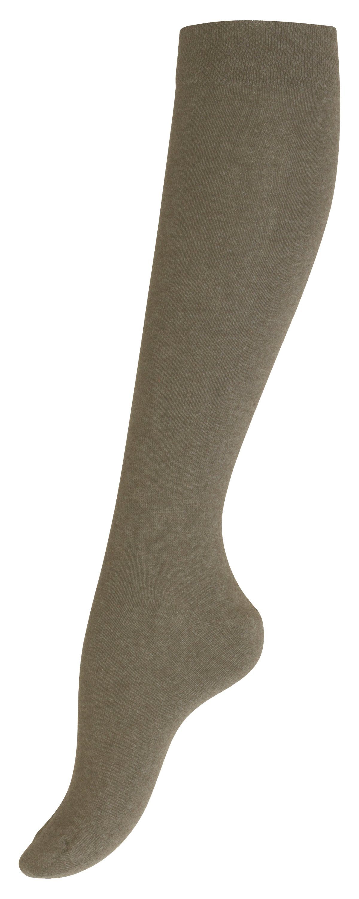 Cotton Prime® Kniestrümpfe (3-Paar) breiter Komfortbund