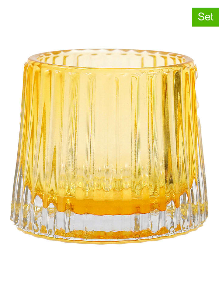 SiL Interiors 3er-Set: Kerzenständer in Gelb/ Orange/ Grün - (H)7 cm günstig kaufen onesize