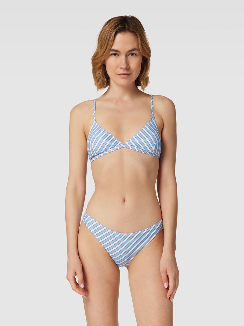 Bikini-Oberteil mit Streifenmuster Modell 'Aloha' in hellblau