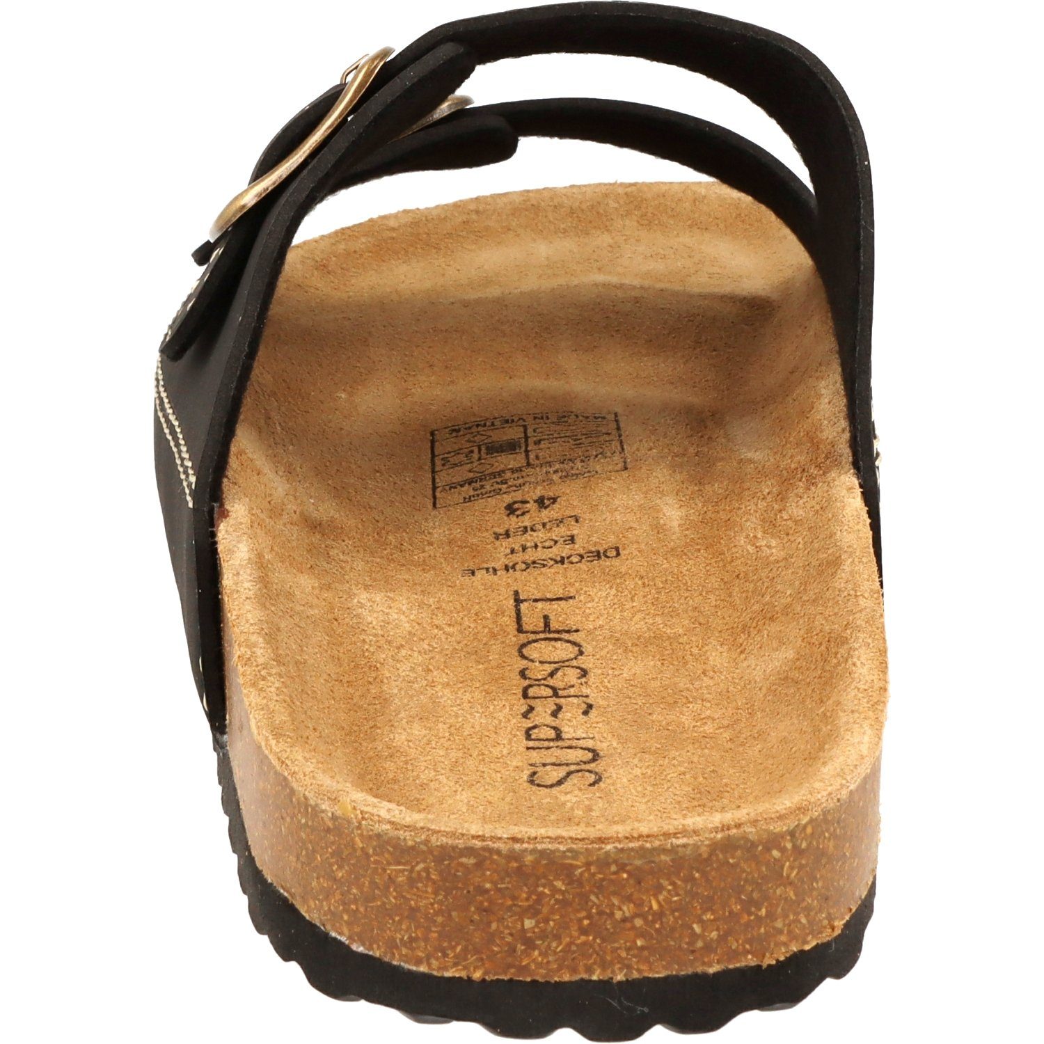 SUPERSOFT 174-001 Herren Komfort Sandalen Lederfußbett 2er Schnalle Pantolette