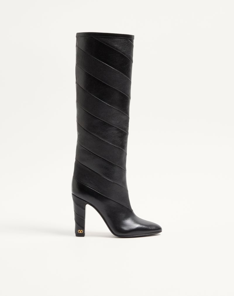 Bota de rayon com padrão chevron em napa, 100 mm