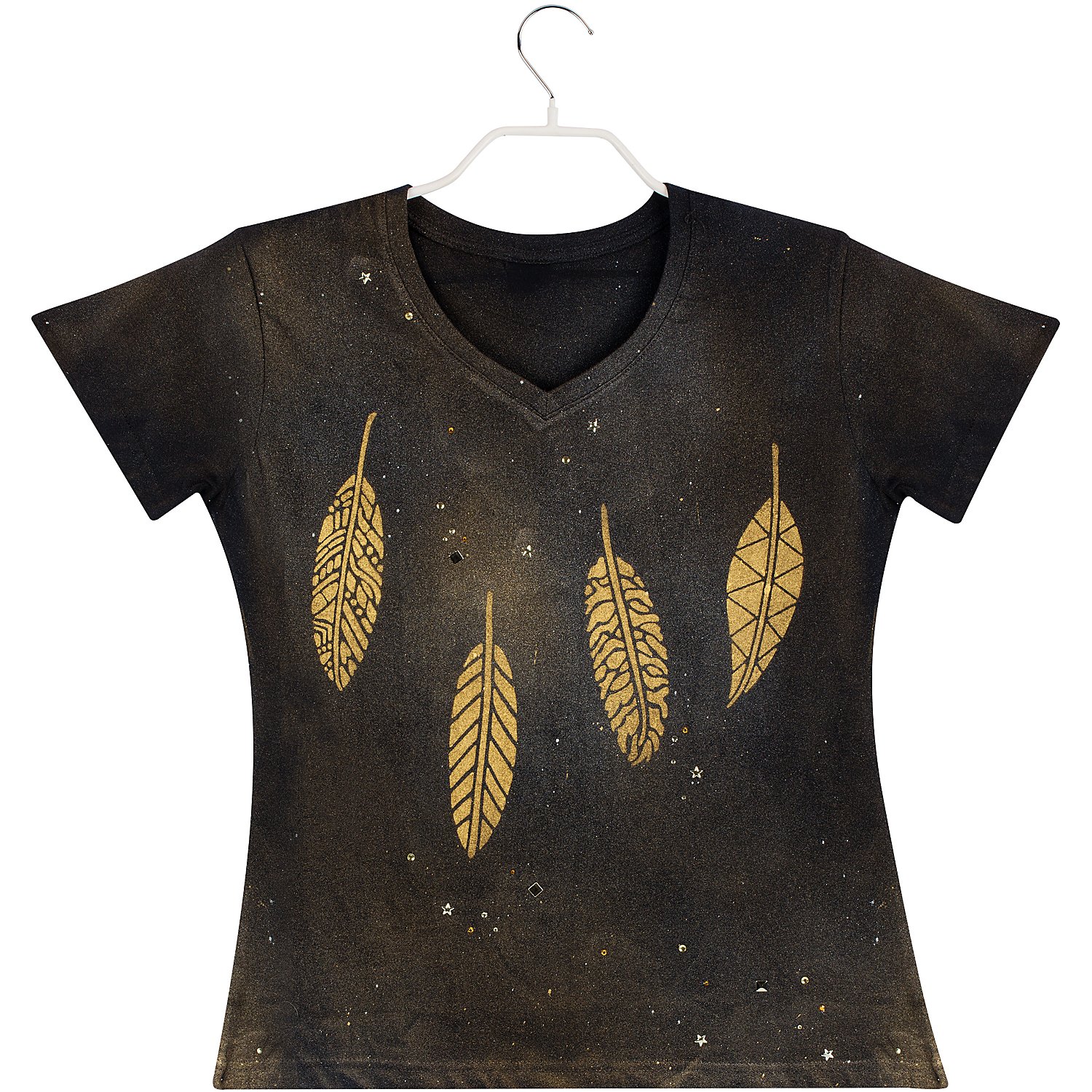 Shirt mit V-Aussschnitt für Damen, schwarz