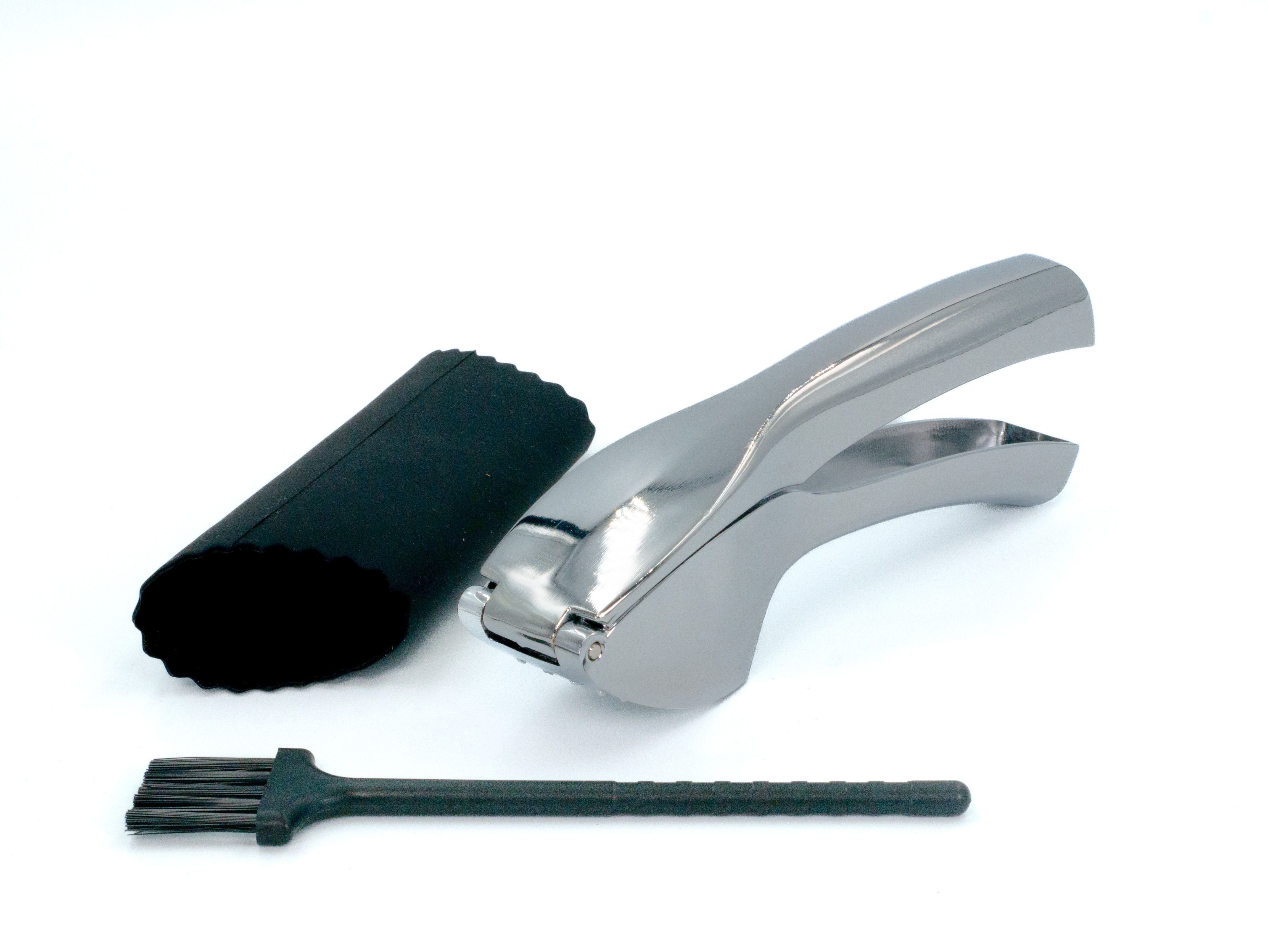 Intirilife Knoblauchpresse (3 St), Zinklegierung, 3-teiliges Set Knoblauchpresse mit Silikonschäler