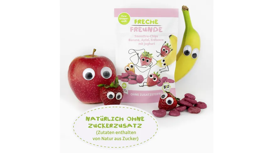 Freche Freunde Bio Smoothie-Chips Banane, Apfel, Erdbeere mit Joghurt 16 g