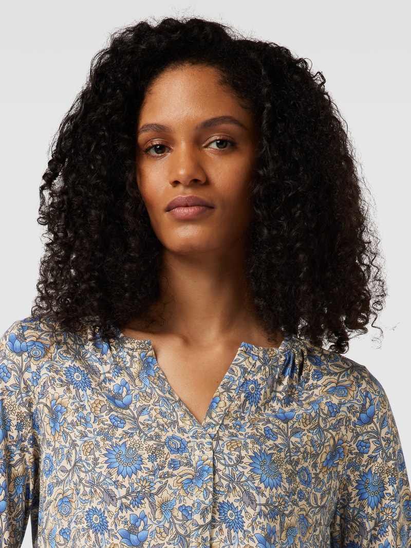 Blusenshirt mit floralem Allover-Muster Modell 'Felicity' in hellblau