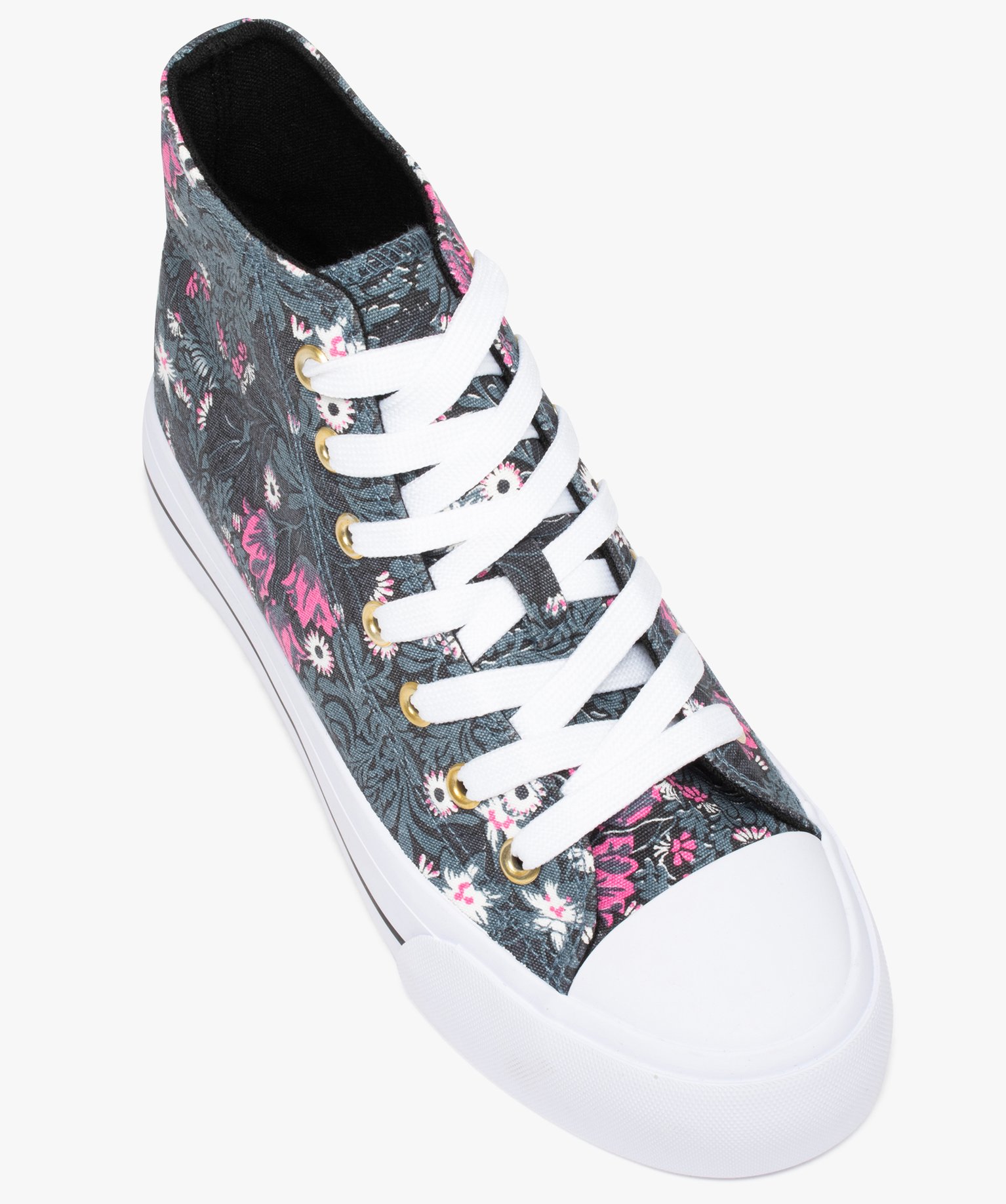 Baskets femme mid-cut en toile imprimé fleurs multicolore | GEMO