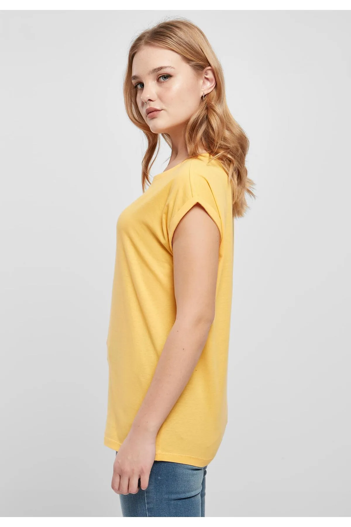 Urban Classics  Damen T-Shirt mit verlängerter Schulterpartie für Damen