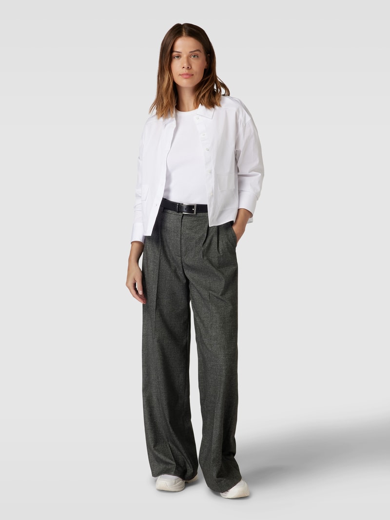 Marlenehose mit Eingrifftaschen in mittelgrau meliert