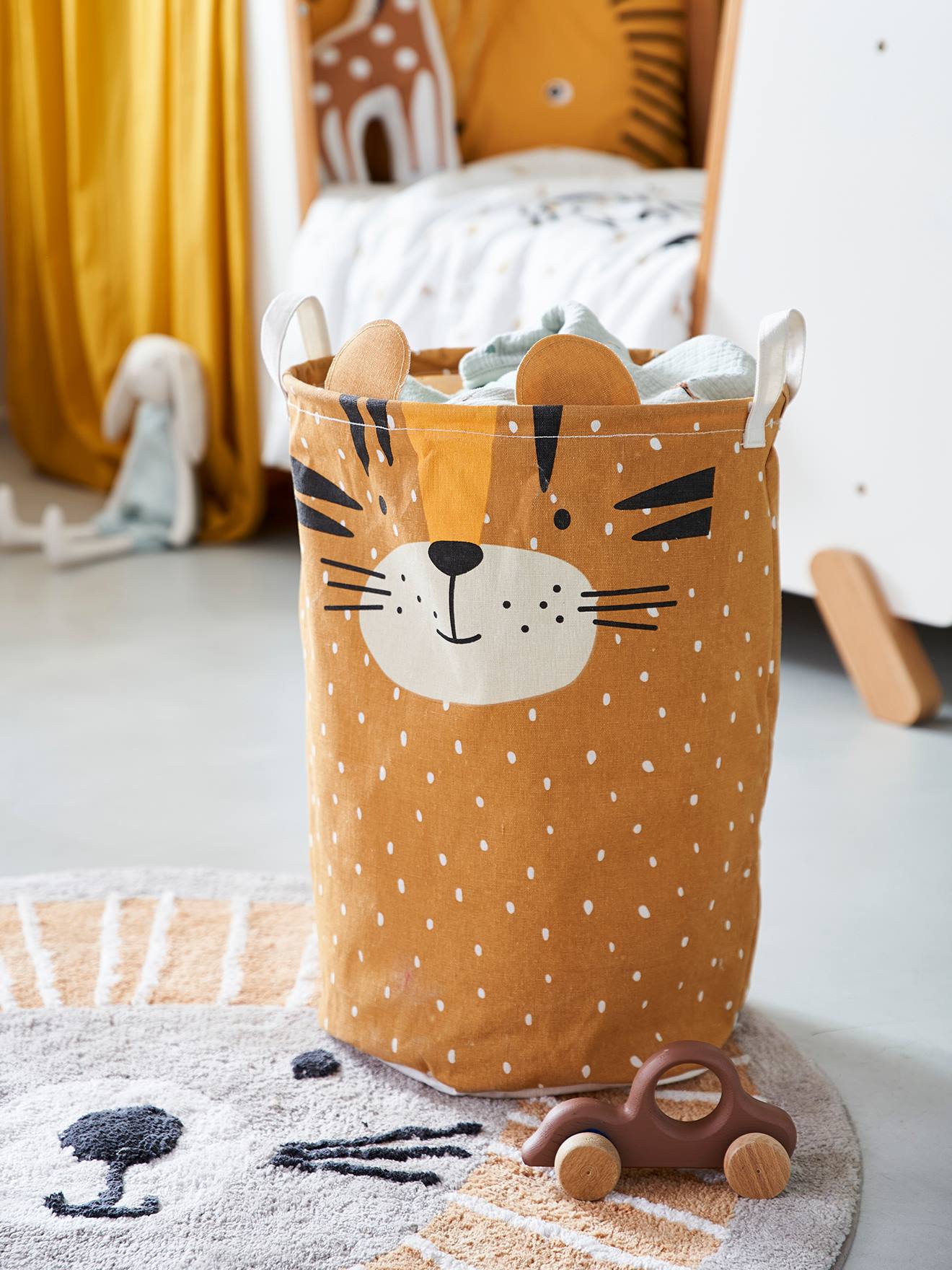 Panier de rangement Tigre jaune moutarde