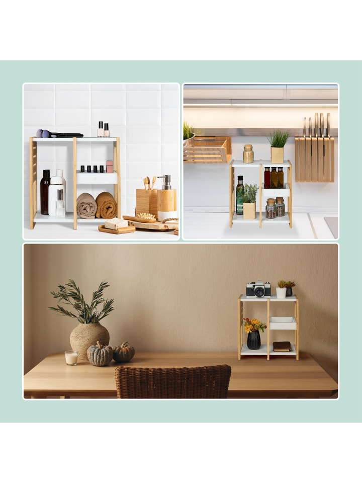 relaxdays Badregal in Natur/ Weiß - (B)34 x (H)35 x (T)20 cm günstig kaufen onesize