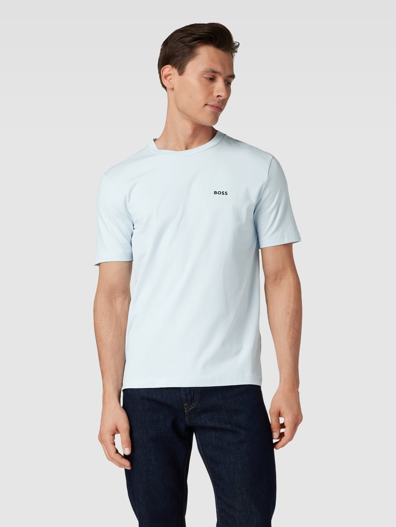 T-Shirt mit Label-Print in hellblau