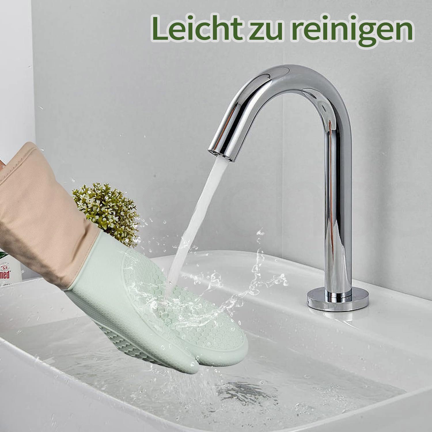 MAGICSHE Topfhandschuhe Silikon Ofenhandschuhe mit Baumwollfutter, Hitzebeständige Küchenhandschuhe