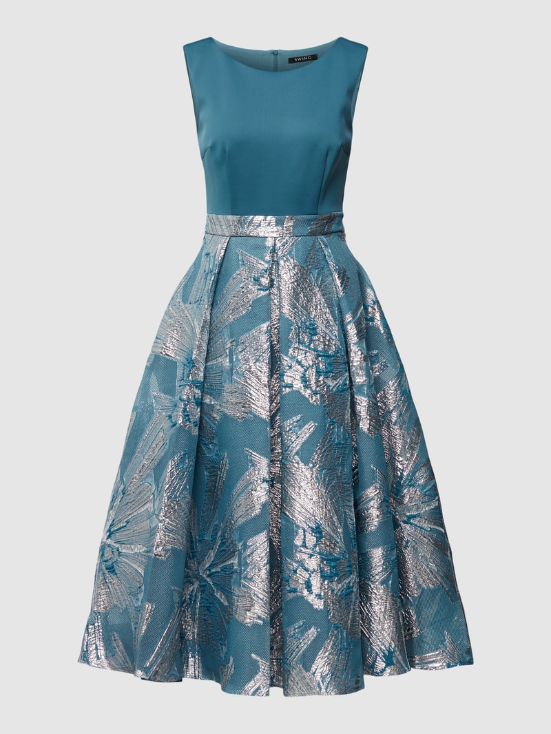 Cocktailkleid mit Effektgarn in bleu