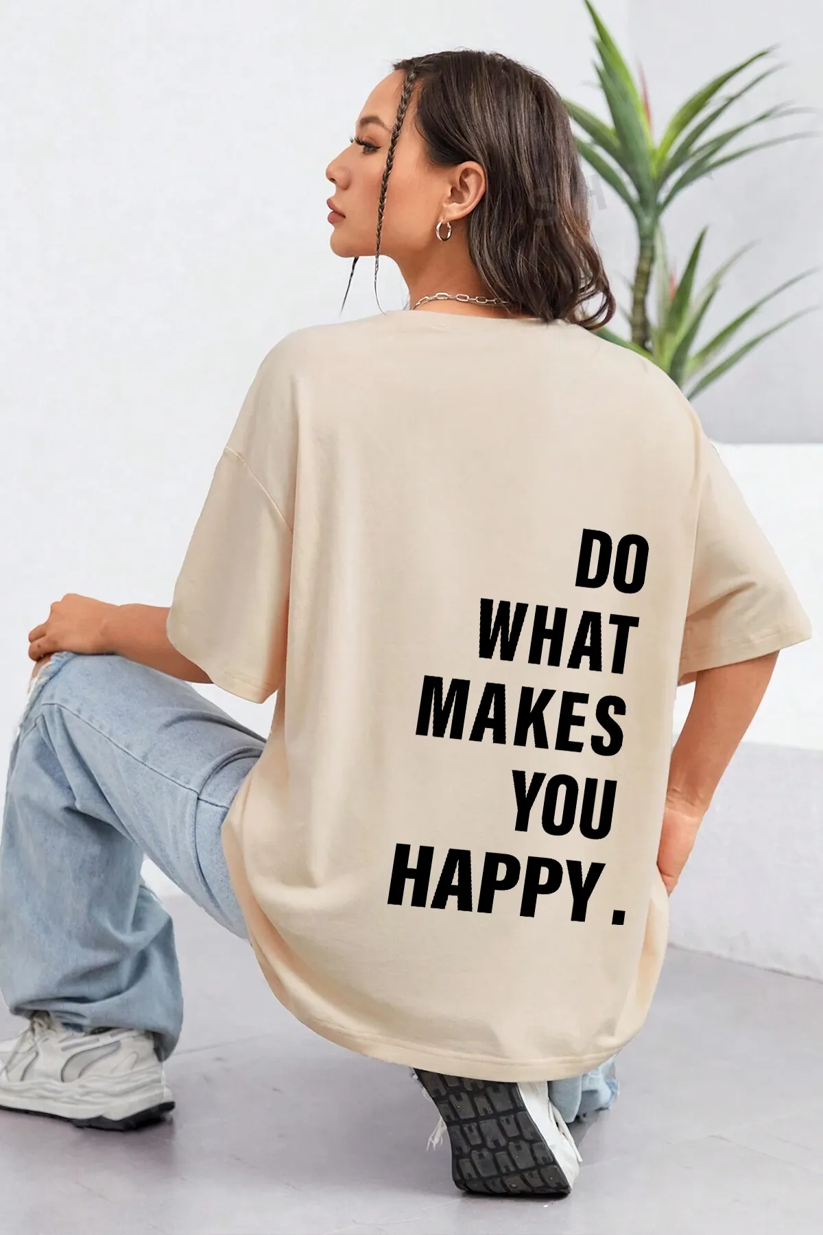 uyguntarz  Do What – Übergroßes Unisex-T-Shirt mit Rückenaufdruck